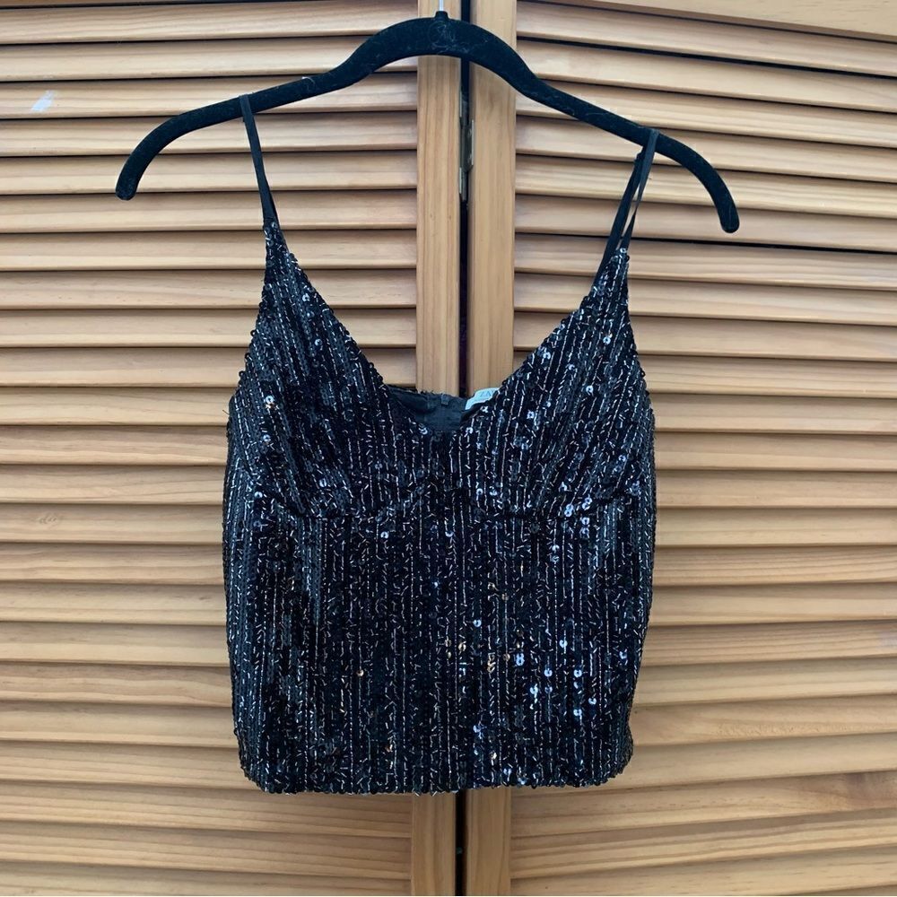 Zara Sequin Crop Tank Top Medium